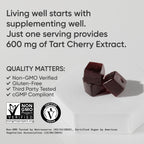Sports Research® Tart Cherry Gummy Supplements | 600mg of NordicCherry™ | Enhanced Workout Recovery | Sugar and Sugar Alcohol Free - 60 Gummies for Adults, 1 Month Supply