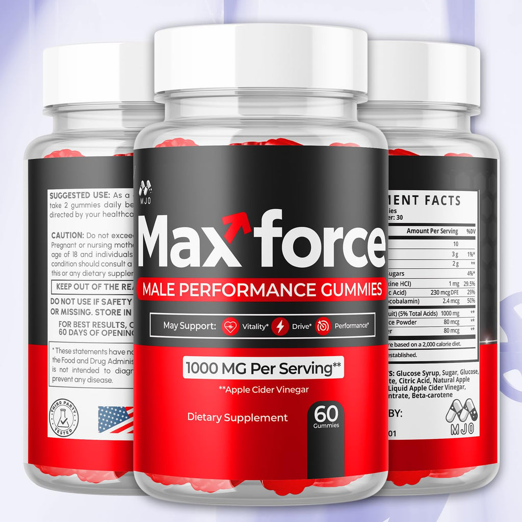 Max Force Gummies, Official Max Force Gummys with All Natural Ingredients, Advanced Formula Max Strength Supplement with Natural Active Lifestyle Support Featuring Premium Multivitamins (60 Gummies)