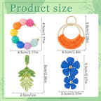 Meekoo 4 Pairs Handmade Boho Rattan Earrings for Women,Colorful