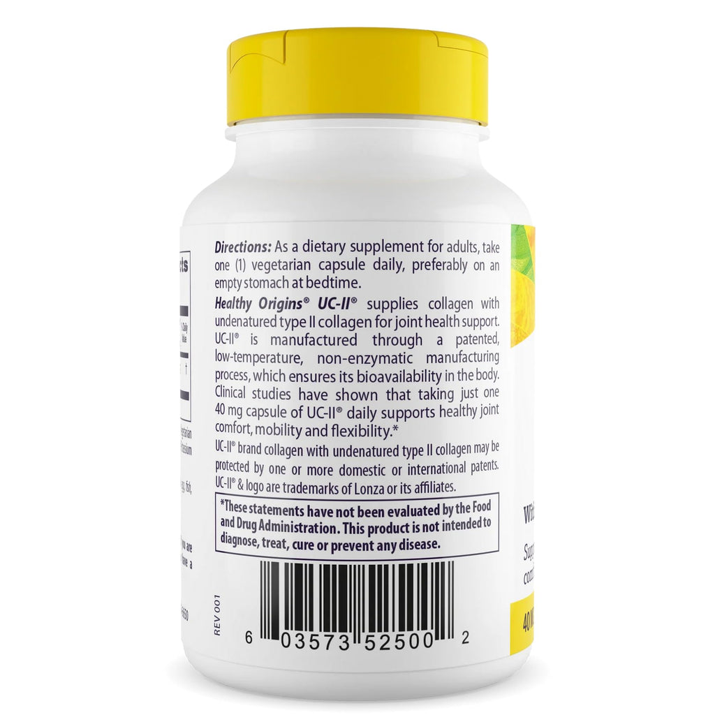 Healthy Origins UC-II 40 mg (Undenatured Type II Collagen, Non-GMO, Gluten Free, Joint Support), 60 Veggie Caps