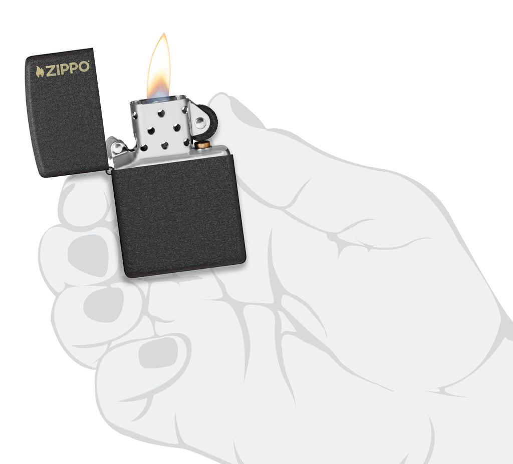 Zippo Classic Black Crackle Logo Pocket Lighter