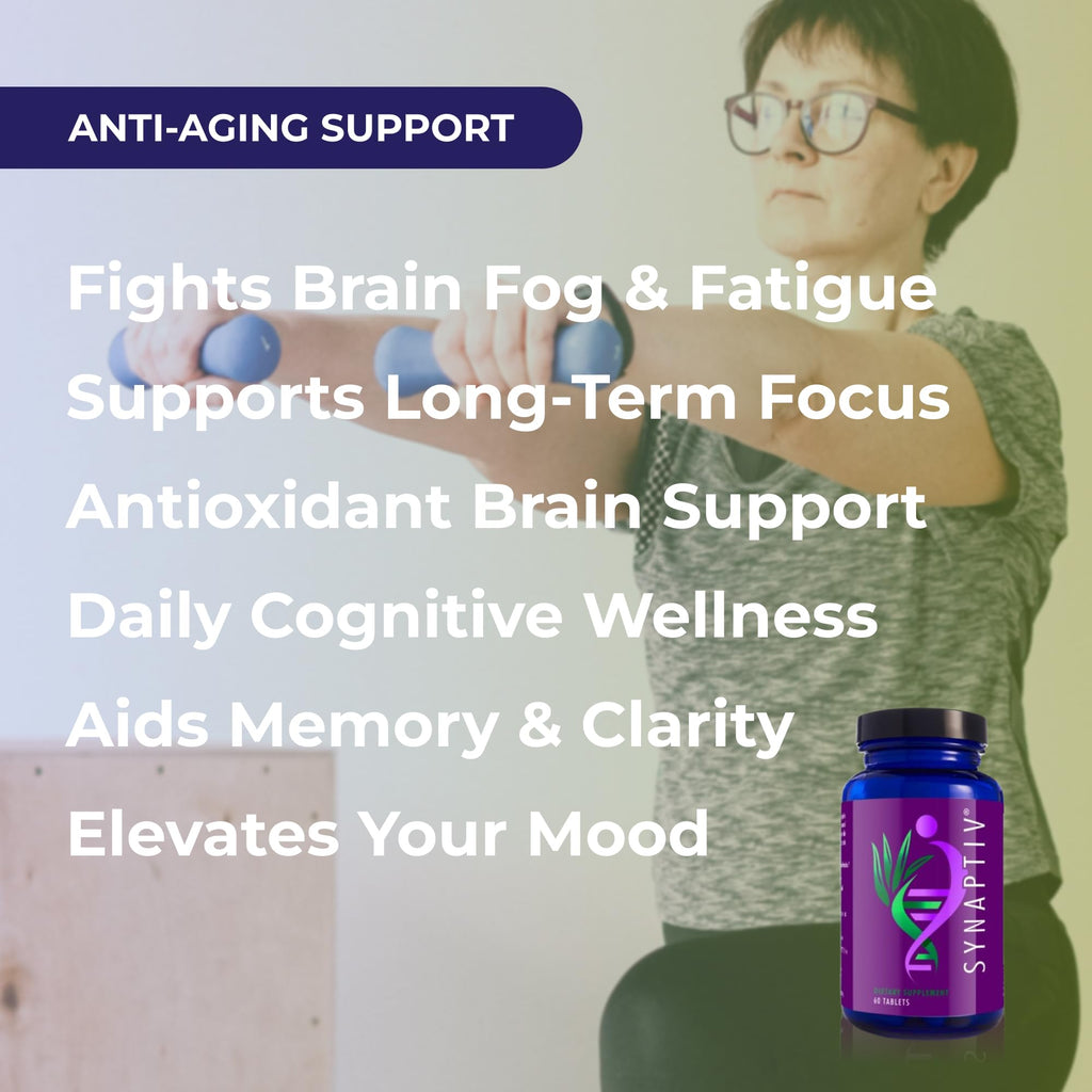 Youngevity Synaptiv™ Brain Support - 12in1 - Ginkgo, Huperzine, Bacopa, Quercetin and More - with Potent Antioxidant Blend + Vitamins - 60 Tablets (Pack of 1)