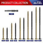 SG TZH #14 x 2 Inch Lag Screws (620Pcs) 10lb. Structural Wood Screw, Bronze, Carbon Steel, Washer Head, Rust Resistant epoxy Coated, T30 Star Bit