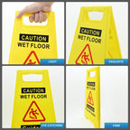4-Pack Caution Wet Floor Sign, 17.5" Height, Bright Yellow, Double-Sided A-Shaped Frame Design, Foldable Compliant Safety Signs for public places such as restaurants, bathrooms, and offices