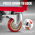 4 Inch Heavy Duty Swivel Caster Wheels with Brake, Set of 4, Industrial Locking Rolling Plate Casters Wheels for Furniture, Cart, Table and Workbench, Easily Load 2200lbs