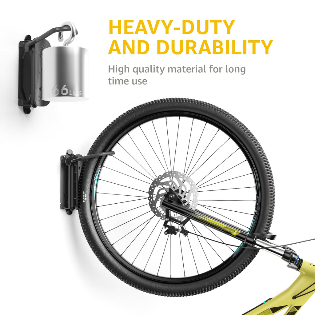 monTEK Swivel Bike Wall Mount – Garage Bike Hanger & Space-Saving Vertical Bike Rack for Garage & Apartment, Sturdy Bike Storage Hook Holds up to 66 lbs, Easy Installation & Scratch-Proof Design