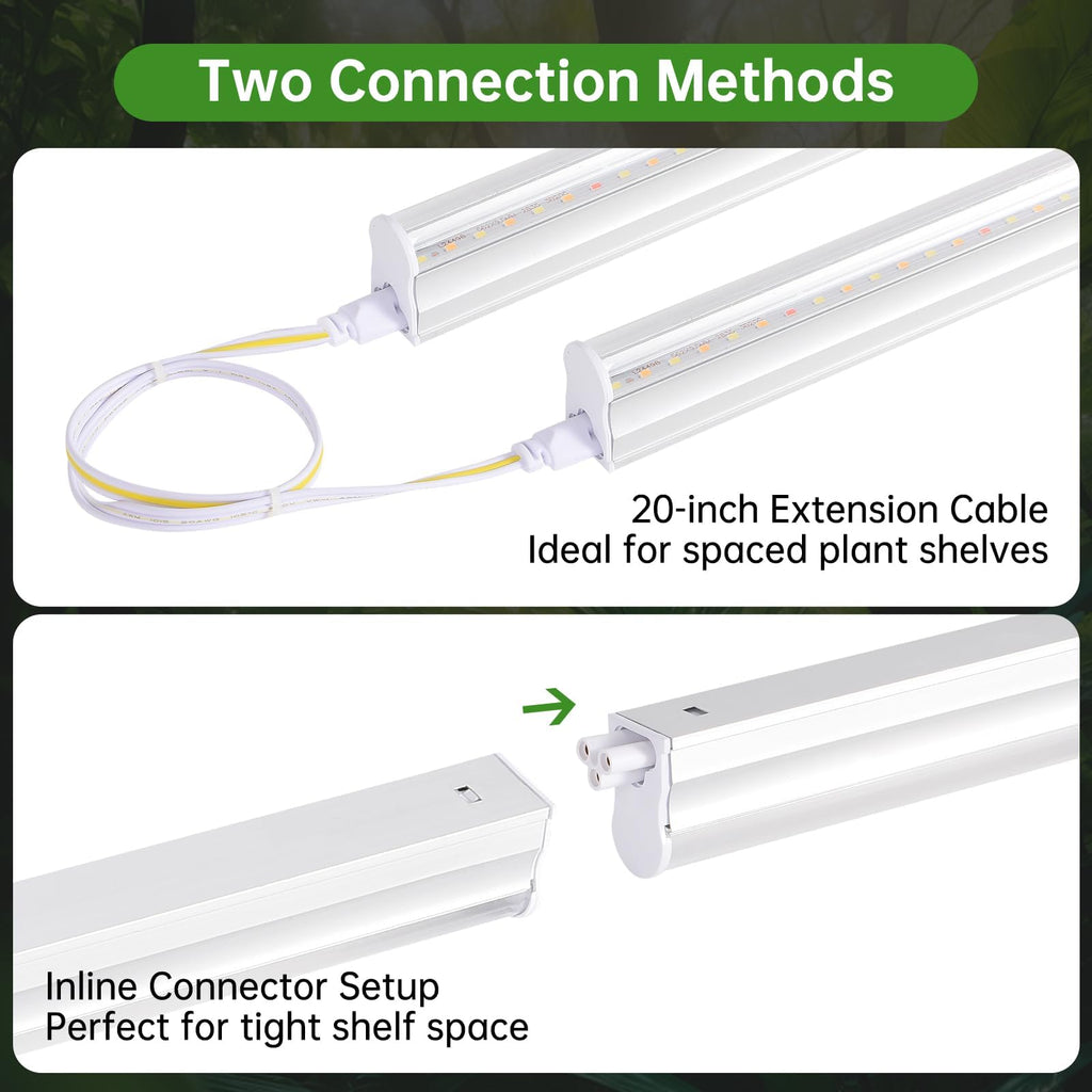 DingChen T5 Grow Lights, 2FT 60W (4×15W, 500W Equivalent), Full Spectrum Grow Lights for Indoor Plants, 4000K, Plug and Play, Easy to Install, for Greenhouse & Plant Shelves (4 Pack)