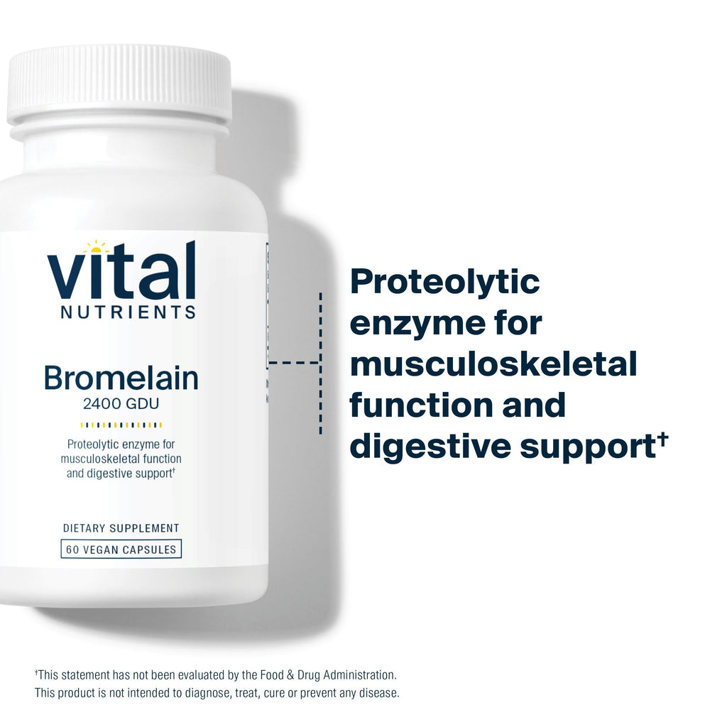 Vital Nutrients Bromelain 2400 GDU - Vegan Bromelain Supplement to Support Protein Digestion* - Digestive Enzyme from Pineapple - Gluten, Dairy, Soy Free - Non-GMO - 60 Capsules