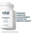 Vital Nutrients Bromelain 2400 GDU - Vegan Bromelain Supplement to Support Protein Digestion* - Digestive Enzyme from Pineapple - Gluten, Dairy, Soy Free - Non-GMO - 60 Capsules