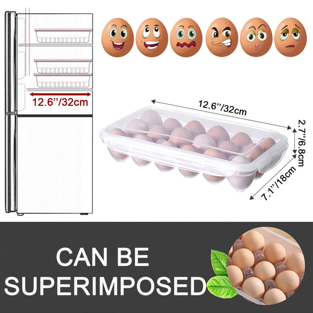 XBY-US 2 Pack Covered Egg Holders For Refrigerator, Plastic Storage Container/ Deviled Egg Tray Carrier with Lid Fits 18X2 Eggs(36 Eggs)