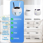 Upgraded Ultrasonic Retainer Cleaner Machine, 48kHz Ultrasonic Dentures Cleaner for Mouth Guards, Braces, Aligner, Toothbrush & Jewelry, 200ML Capacity, White