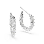 Swarovski Matrix Vittore Mini Hoop Pierced Earrings with White Circle Cut Crystal on a Rhodium Plated Setting with a Hinged Closure