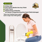 Septic System Drain Field Cleaner (32 oz) - Professional Strength Concentrated Shock Septic Treatment to Open Clogs in the Septic Leach and Drain Field - Prevent Backups and Overflows