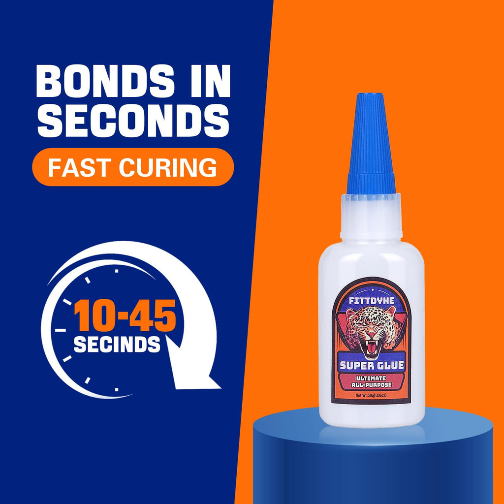 Super Glue Clear 30 g(1.06 oz.), Strong Fast Drying Waterproof Liquid Adhesive for Plastic, Metal, Wood, Rubber, Ceramic, Leather Repair,Rhinestone Jewelry, DIY Crafts Glue for the Office