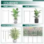LKSSZS 12 Pack 24 inch Plant Support Stakes, Half-Round Metal Garden Flower Stakes, Large Peony Support Ring and Cage for Indoor and Outdoor Plants, Hydrangea, Tomato, Rose, Monstera with Plant Ties
