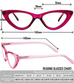Yogo Vision Reading Glasses Readers for Women Cateye Eyeglasses and Light Spring Hinge Frame Set of 5: Black, Grey, Pink. Hot Pink, Brown Havana 1.75