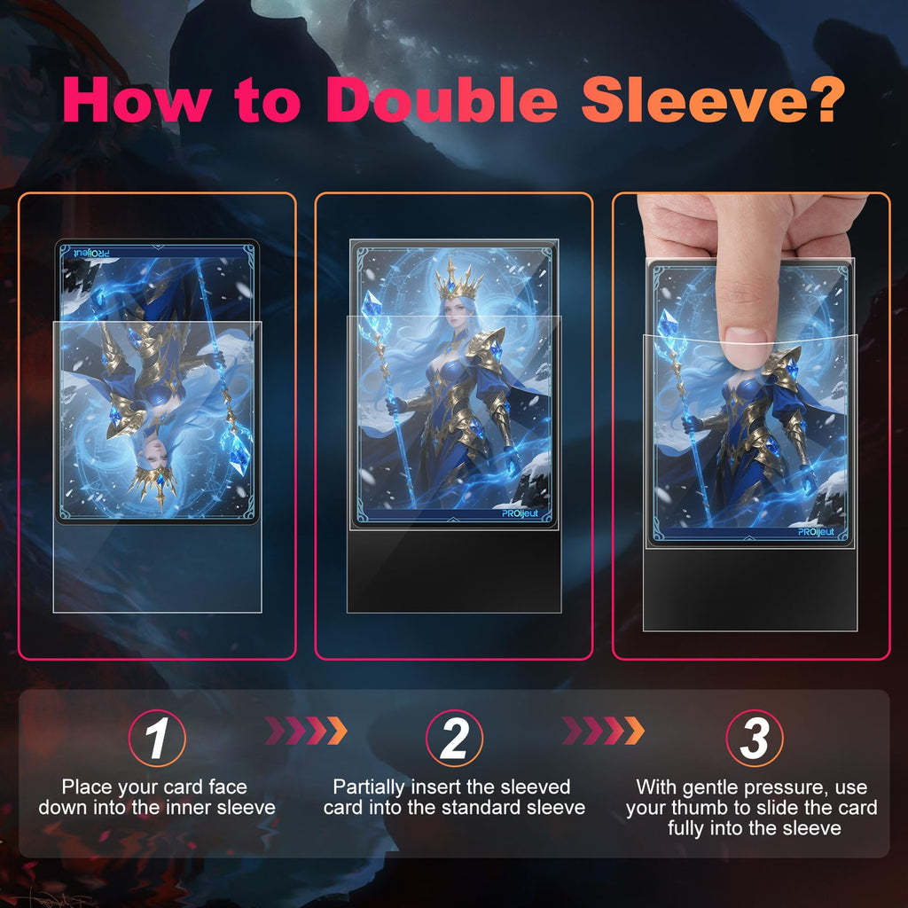 3000 Pack Card Sleeves Clear, Perfect Fit Inner Sleeves Ideal for Double-sleeving, Trading Card Sleeve Compatible with MTG, PKM, TCG and Gaming Cards (60 Microns)