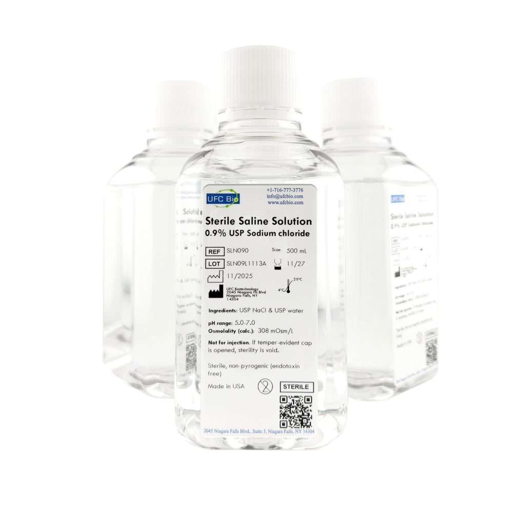 UFC Bio 0.9% Normal Saline Solution - Sterile USP Sodium Chloride - Made in USA - 500 mL - (4 Pack - 2000 mL Total)