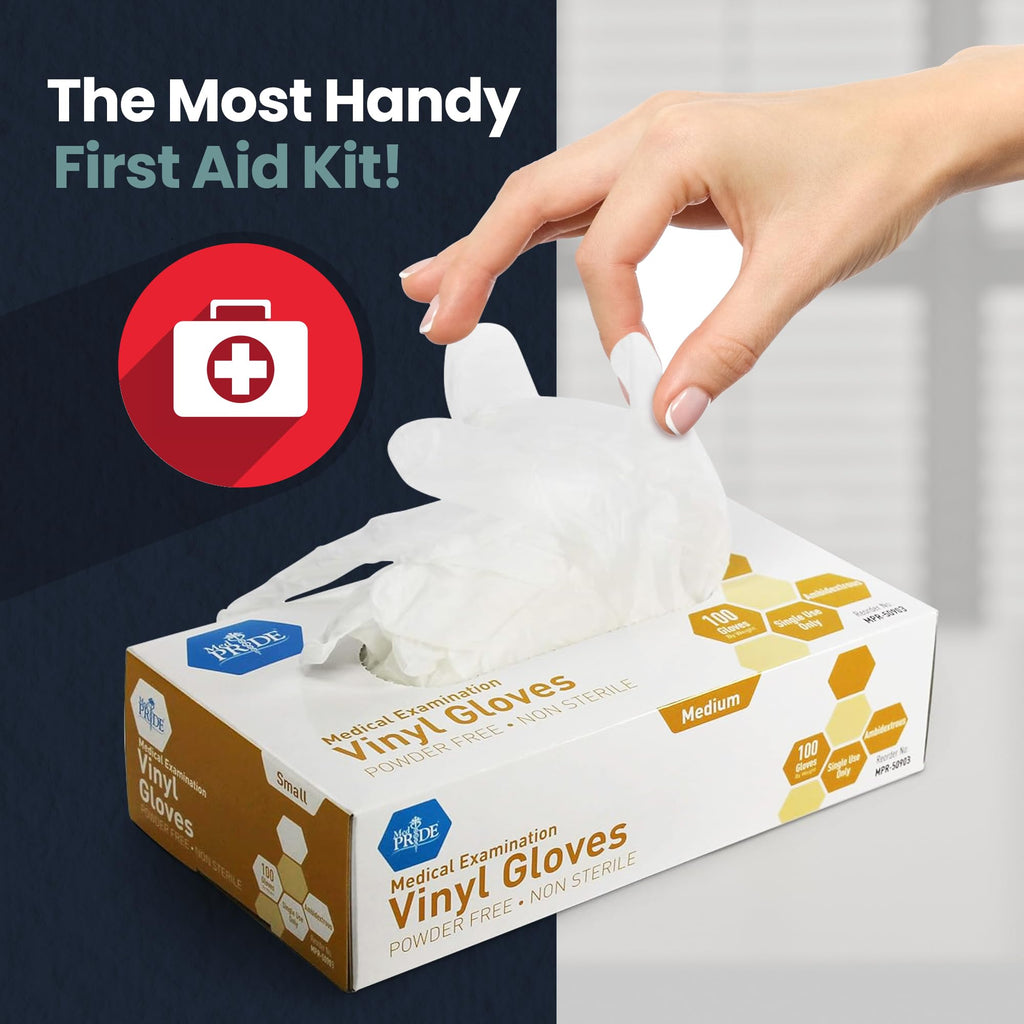 MED PRIDE Vinyl Medical Exam Gloves,Powder & Latex-Free, Medium,100-Count