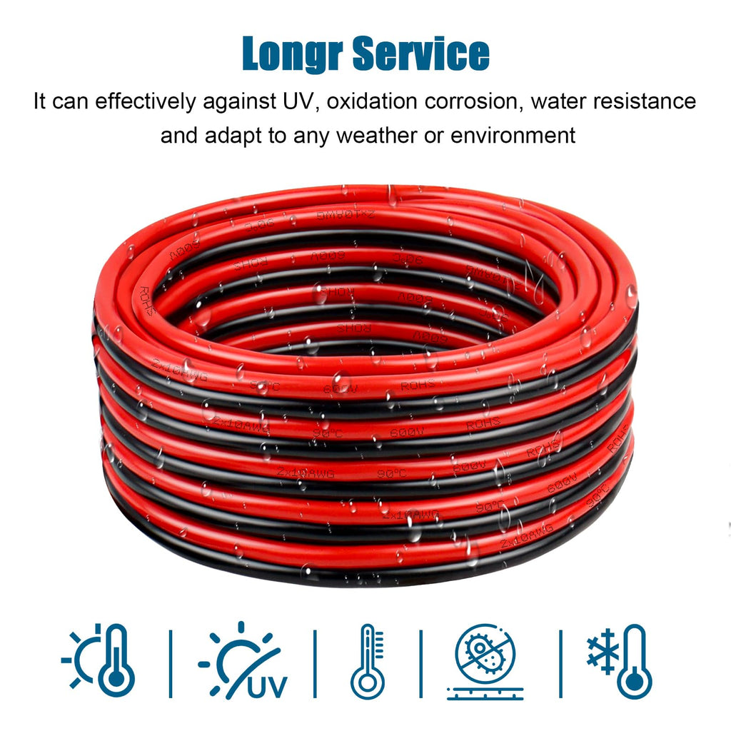 12 Gauge Wire 2 Conductors Copper Wire, 12 AWG Battery Cable Oxygen Free Copper Wire for Solar Panel, Automotive, Trailer, RV and Speaker (12 Gauge 100FT)