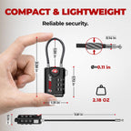 Forge TSA Approved Luggage Locks, Open Alert Cable Lock, Black, 4 Pack