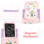 Amagoing Easel for Kids, Adjustable Standing Art Easel for Toddler, Double Side White Chalk Board with Painting Accessories, Birthday Christmas Gift for Little Girls and Boy Age 3 4 5, Pink
