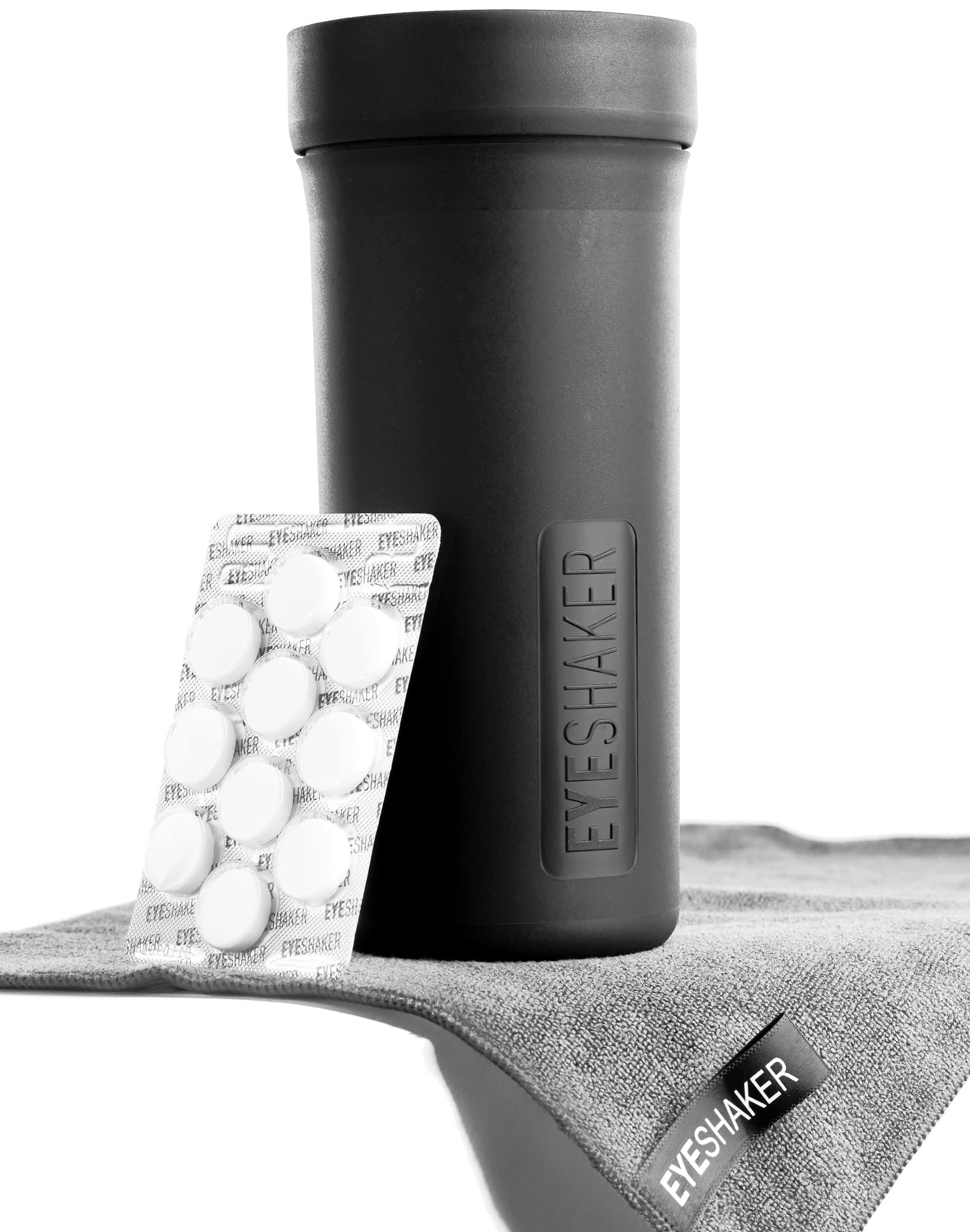Eyeshaker Set - Patented Glasses Cleaning Device - Bifocals Cleaner with Microfiber Cleaning Cloth - Innovative Eyeglasses Washing Tool for Lenses and Frames - Like at The Optician