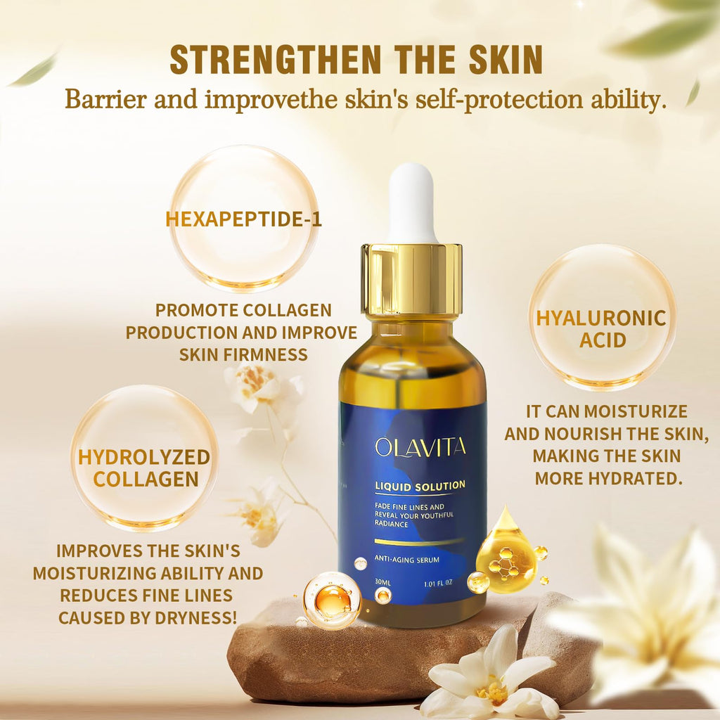 Olavita Facial Serum, Vitamin C & E Serum, Anti-Aging Firming Facial, Boosts Skin Collagen Production, Diminishes Fine Lines & Wrinkles for a Youthful Glow (2PCS)