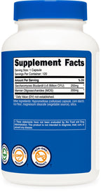 Nutricost Saccharomyces Boulardii + MOS Capsules (>5 Billion CFU) 120 Capsules - Prebiotic + Probiotic, 200mg of MOS Per Serving