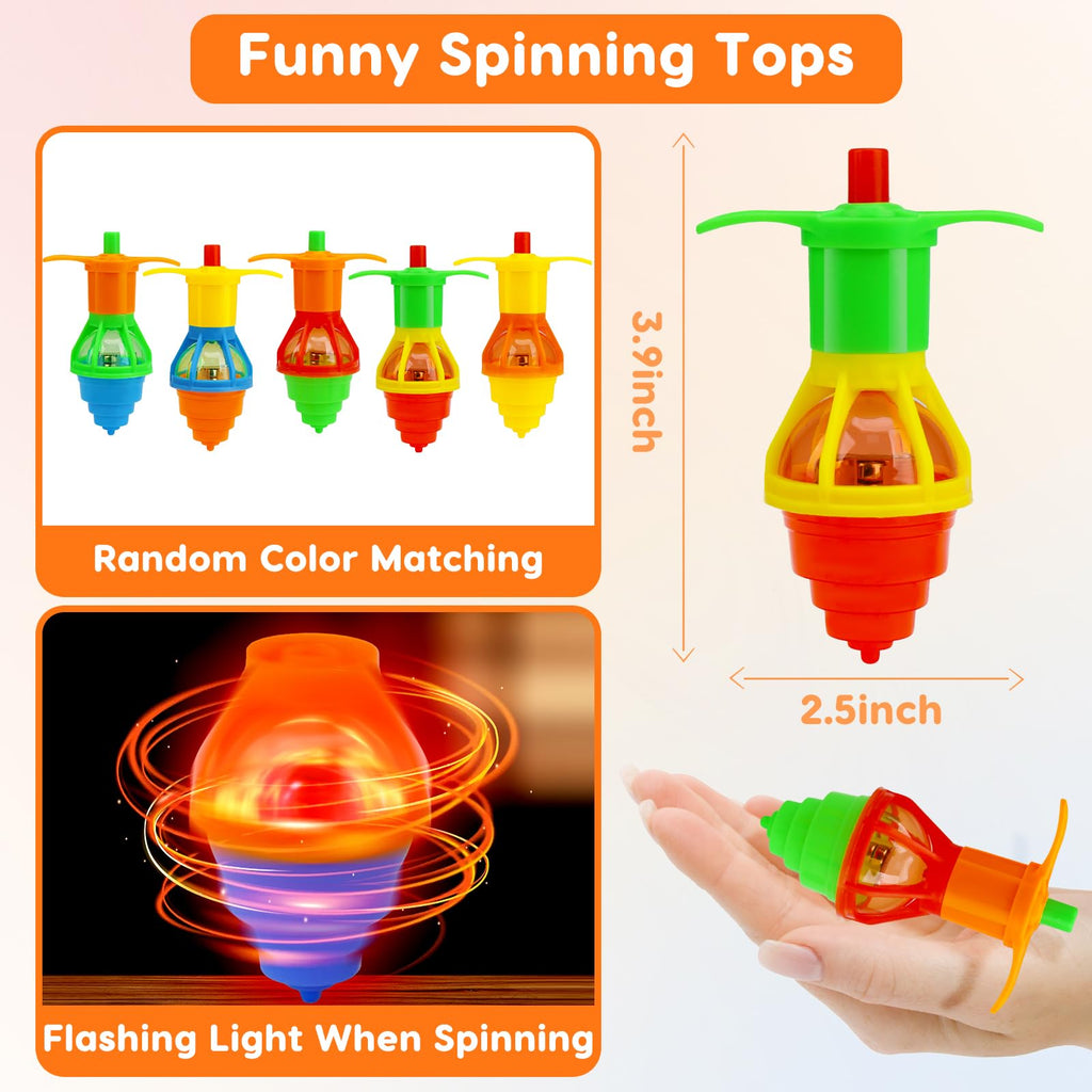 24PCS Light Up Spinning Tops Glow Halloween Party Favors for Kids 4-8 8-12