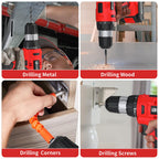 FADAKWALT Cordless Drill Set, 20V Electric Power Drill With Battery And Charger, 30N Torque, 21+1 Settings, 3/8-Inch Keyless Chuck, Driver Bits Kit, LED Light (Red）