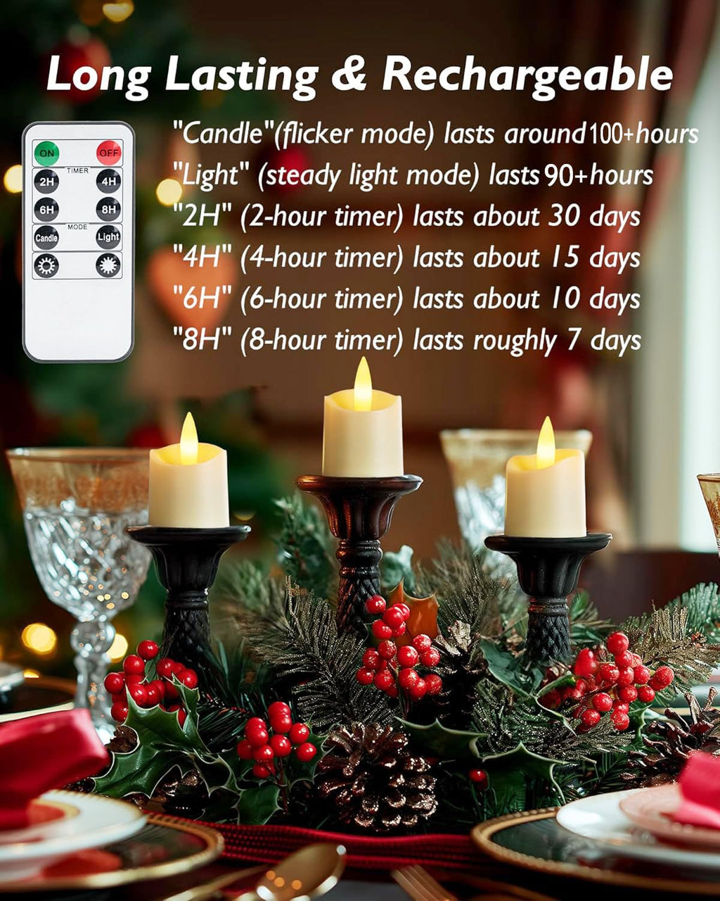 Homemory 6 PCS Rechargeable LED Flameless Votive Tea Lights