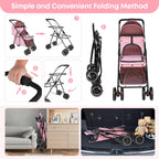Double Pet Stroller for Dogs and Cats,Cat Strollers for 2 Cats,Double Dog Stroller for 2 Small Medium Dogs,4 Lockable Wheels/Lightweight/Folding,Pink