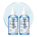 WELLAGE Real Hyaluronic Blue Ampoule 100, Korean Hydrating Serum for Face, Hyaluronic Acid Serum with Panthenol for Sensitive Skin, (3.38Fl.oz + 2.53Fl.oz)