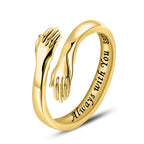 LOVECOM Gold Plated Hug Ring for Women Daughter Granddaughter Non Tarnish