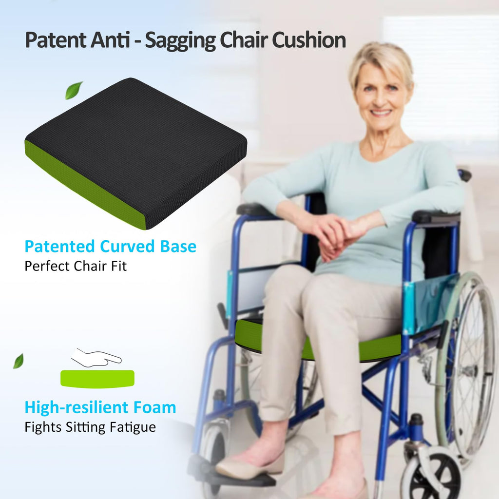 HAVARGO Washable Wheelchair Seat Cushions–Easy Maintenance Wheelchair Cushion That Reduces Caregiver Workload–Patented Anti-Sag Design with Anti-Slip Cover for Improved Comfort on Lower Back& Tailbone
