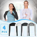 PHOGARY 4 Pieces Cooling Shawl Arm Sleeves Sun Uv Protection Cooler Shrug, Comfortable & Breathable Anti-UV Arm Sleeves for Women with Finger Holes for Driving Golfing Fishing Running