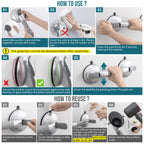 TAILI Grab Bars for Bathtubs and Showers,2 Pack Shower Handles for Elderly Suction,Maximum 330lbs,Shower Bar with Upgraded Rubber Suction Cups,Safety Grip for Senior, No Drilling Removable,Silver