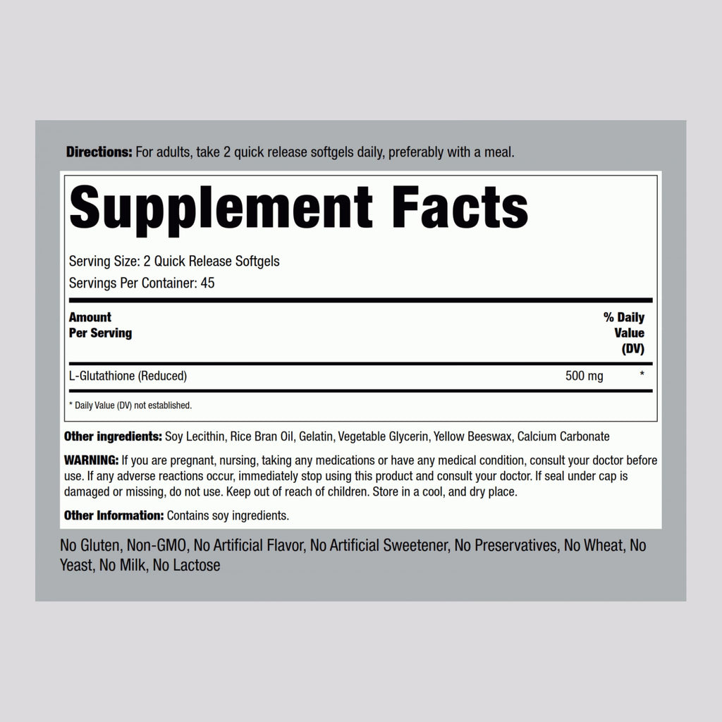 Piping Rock Liposomal Glutathione | 500mg | 90 Softgels