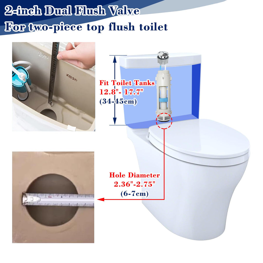 Toilet Flush Valves, THU224 2-Inch Dual Flush Valve Replacement with Mounting Nut for Two Piece Toilets Compatible with TOTO Aquia Toilet Tank ST412M
