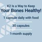 Life Extension Mega Vitamin K2 High Potency for Strong Bones, clinically studied 45 mg K2 dosage, promotes healthy bone density, gluten-free, non-GMO, 30 capsules