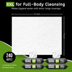Adult Wipes for Elderly - 240 Wipes 4 Packs Thick Extra Large Disposable Washcloths for Adult Bathing & Shower Alternative No-Rinse - Lightly Scented XXL
