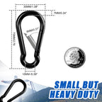 Small Carabiner Clip Hook, 2.75 inch 15 pcs Black Heavy Duty Spring Snap Hook Key Chain, Carabiners Clips for Outdoor Camping, Swing Set, Hammock, Hiking Travel, Fishing, Quick Link Keychain
