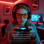 ANDWOOD Fit Over Blue Light Blocking Glasses for Women Men Fitover Computer TV Gaming AR Coatings Lens Improve Sleep Amber Orange