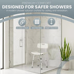 Dr. Kay's Adjustable Height Shower Chair Seat for Inside Shower, 350 lbs Heavy Duty Bathroom Stool for Bathtub, Safety Bath Bench with Backrest for Elderly and Disabled