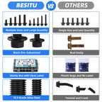 Besitu 280Pcs Metric Flange Bolt Assortment, M6x1.0, M8x1.25, M10x1.5 (12mm to 30mm) Assorted Hex Bolts and Nuts Washers Kit for Automotive, 10.9 Black Zinc Galvanized