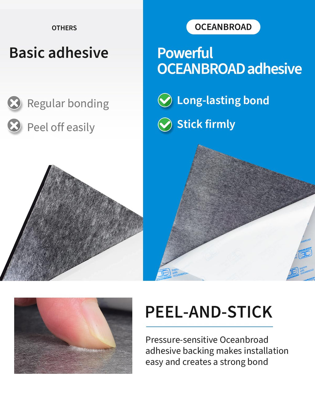 OCEANBROAD Boat Flooring EVA Foam Self-Adhesive 96''x28.8'' Faux Teak Marine Boat Decking Sheet for Jon Boats Yacht Floor, Gray with Blue Seam Lines