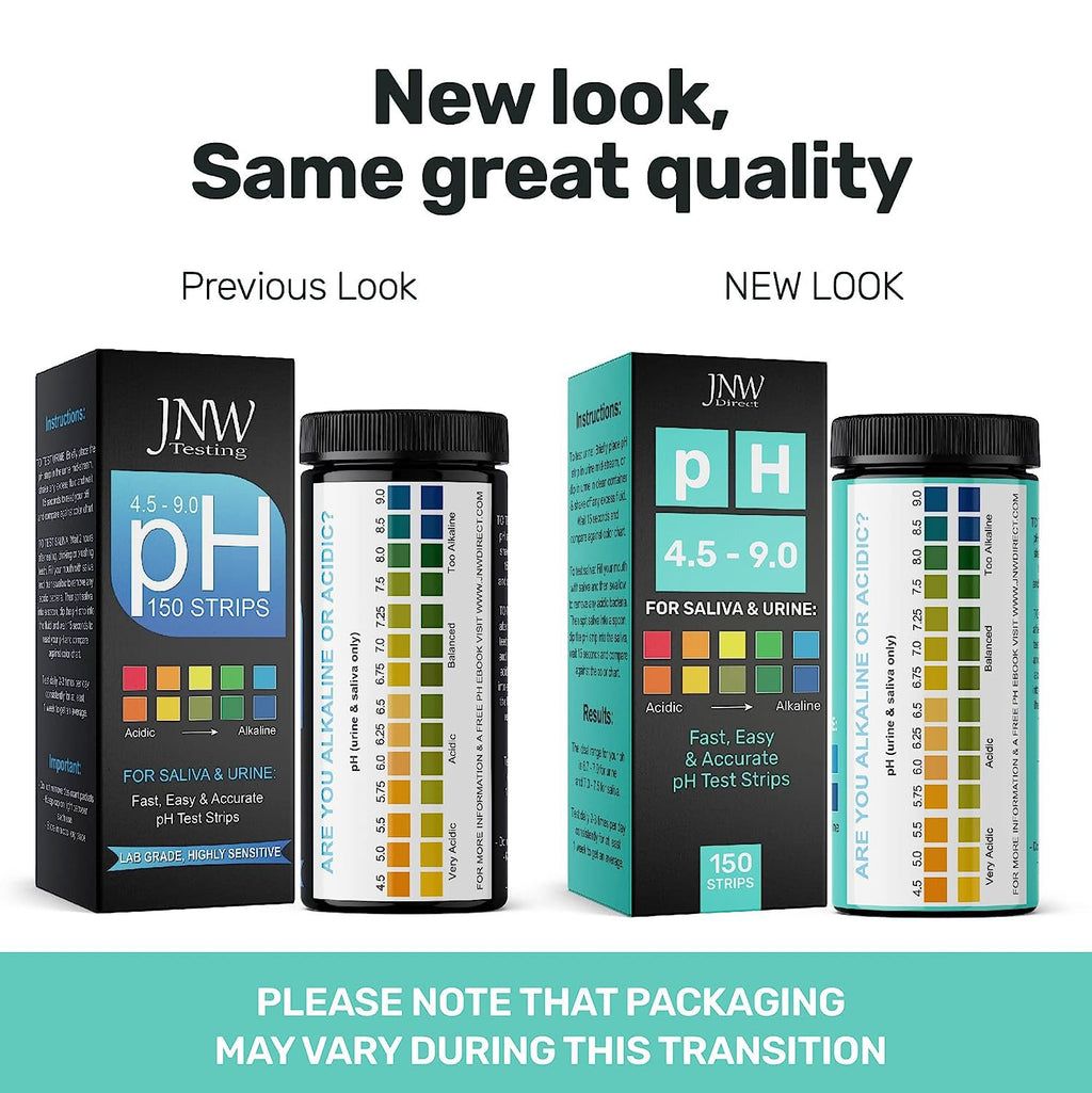 JNW Direct pH Test Strips for Urine and Saliva - 150 Litmus Paper Strips