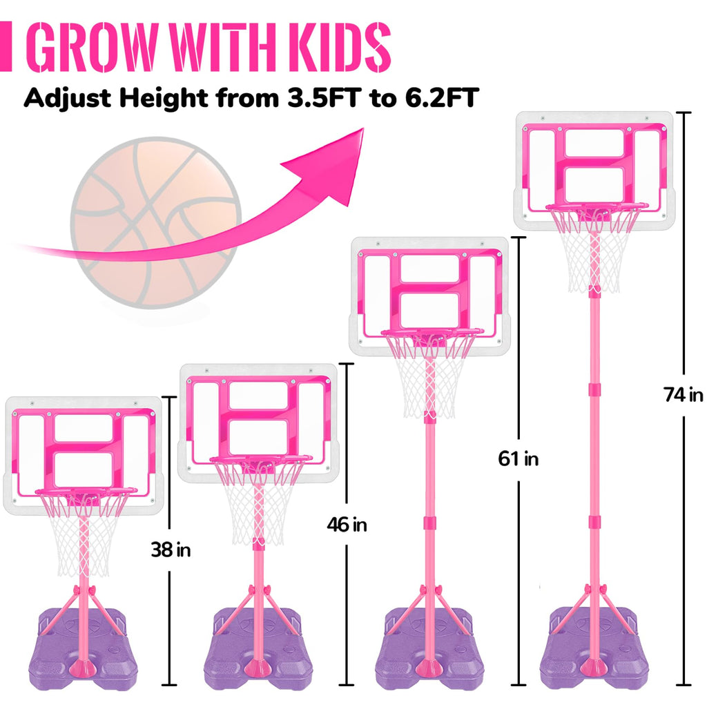 Kids Basketball Hoop, Adjustable Height Toddler Basketball Hoop Indoor Toys