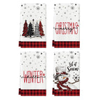 Artoid Mode Red Black Snowman Christmas Kitchen Towels Set of 4 18x26 Inch